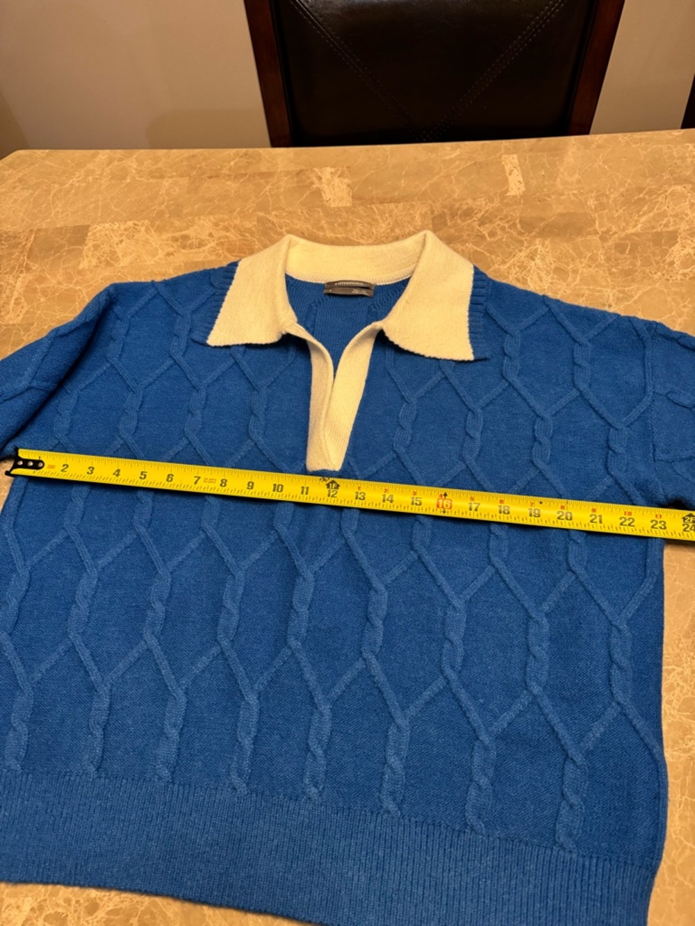 By Anthropologie V-Neck Collared Cable Sweater medium - Picture 11 of 11